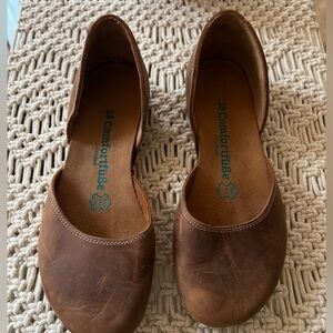 Brown leather flats